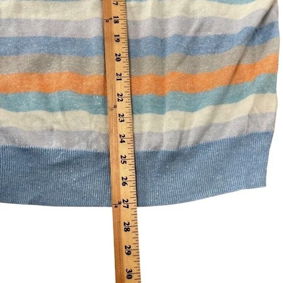 NWT Peter Millar Crown Cool Coach 1/4 Zip Sweater Blue Orange Merino Wool Linen